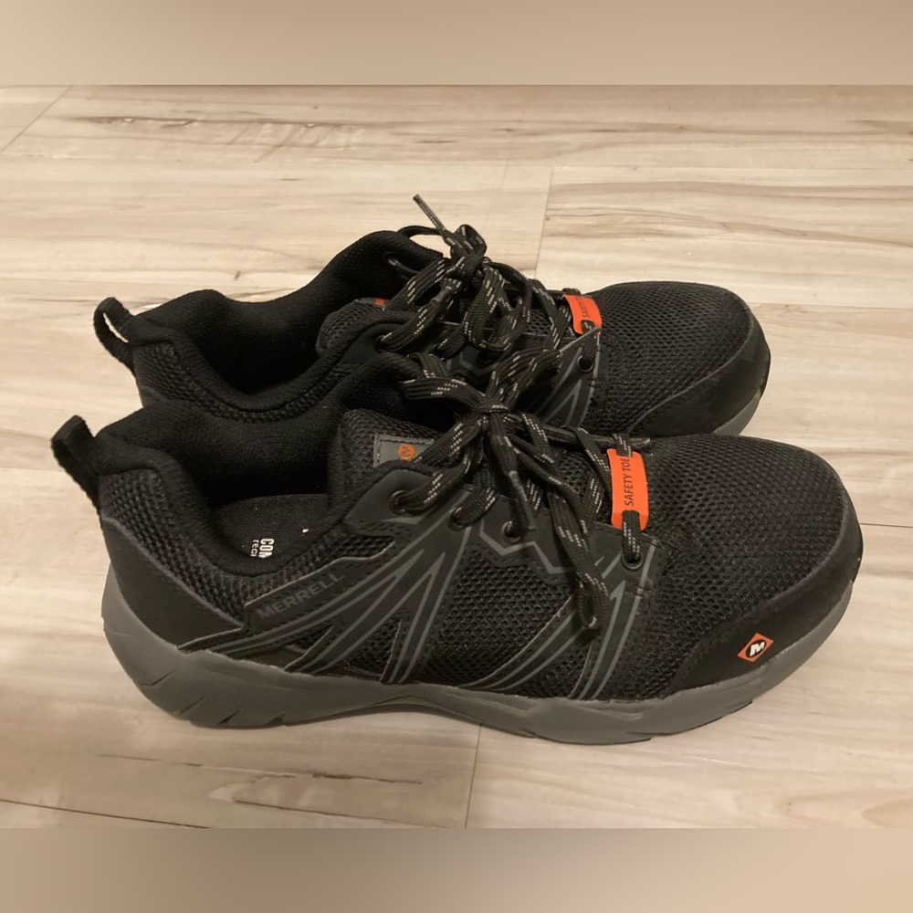 Merrell FullBench Safety Toe Black Work Shoes J17532 Womens 7.5 - EUC